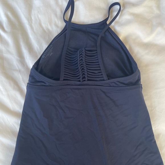 Athleta Macrame High Neck Blue Tankini Workout Top | Extra Extra Small - Picture 5 of 7